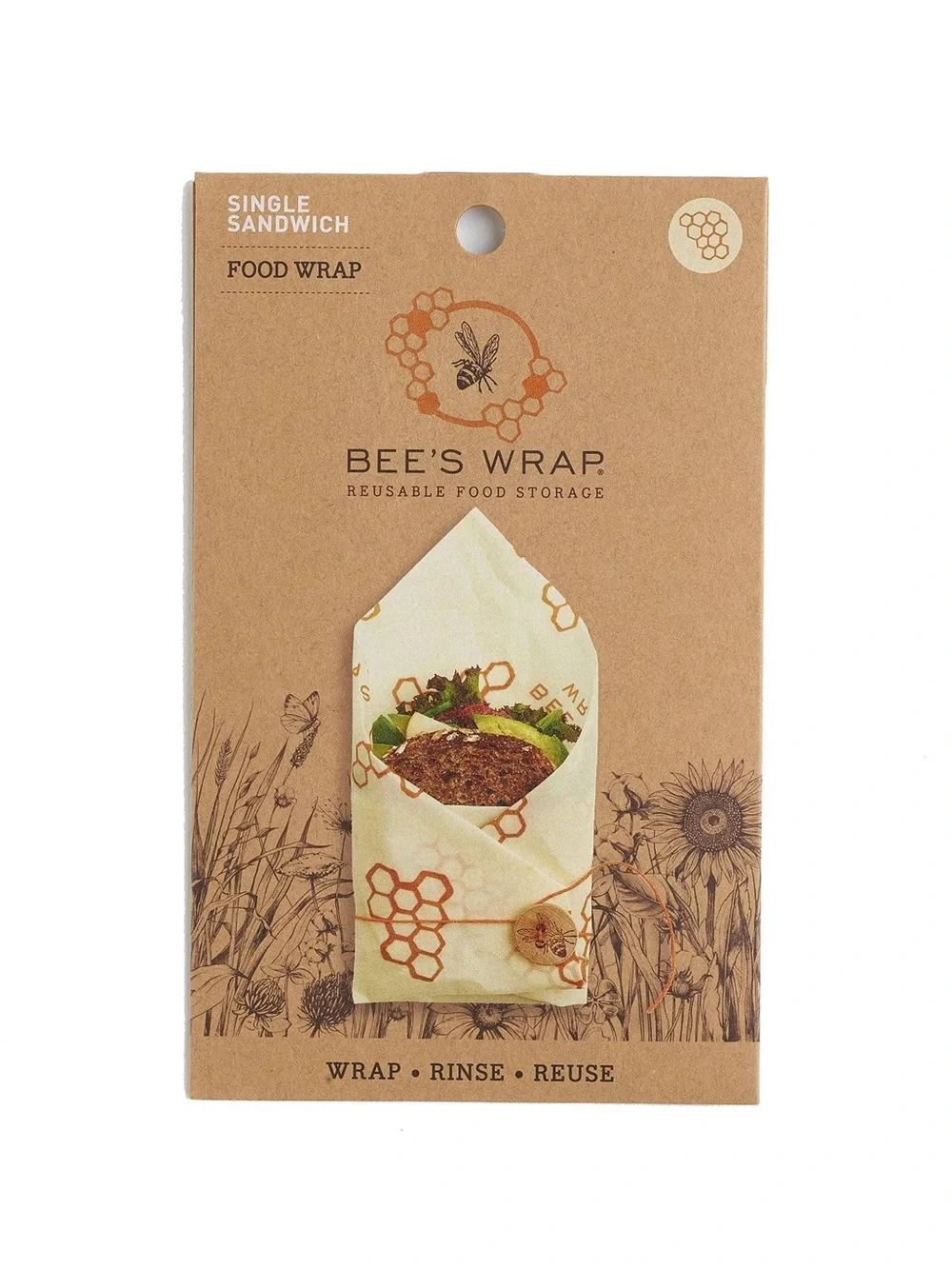 Bee’s Wrap Reusable Food Wrap - Cream with Honeycomb Design